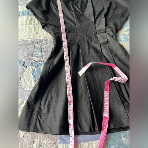 Zara Womens Black Minimalist V-Neck Poplin Sleeves Pleated Dress Size XS - Picture 9 of 16